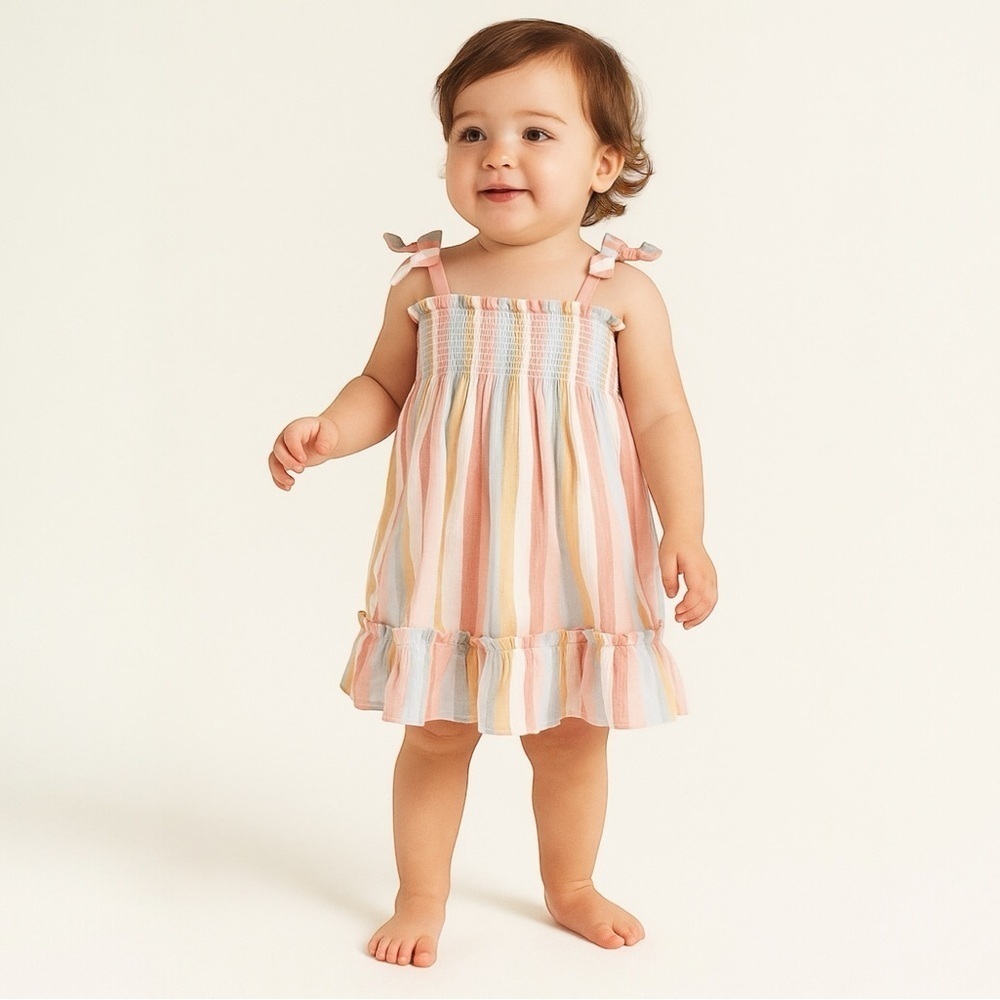 JANIE and JACK Sunset Stripe‎ Crinkle Gauze Dress